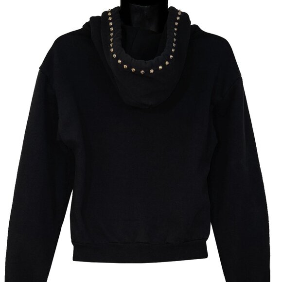 Royale Fleur Studded Unisex Black Hoodie - Picture 7 of 7